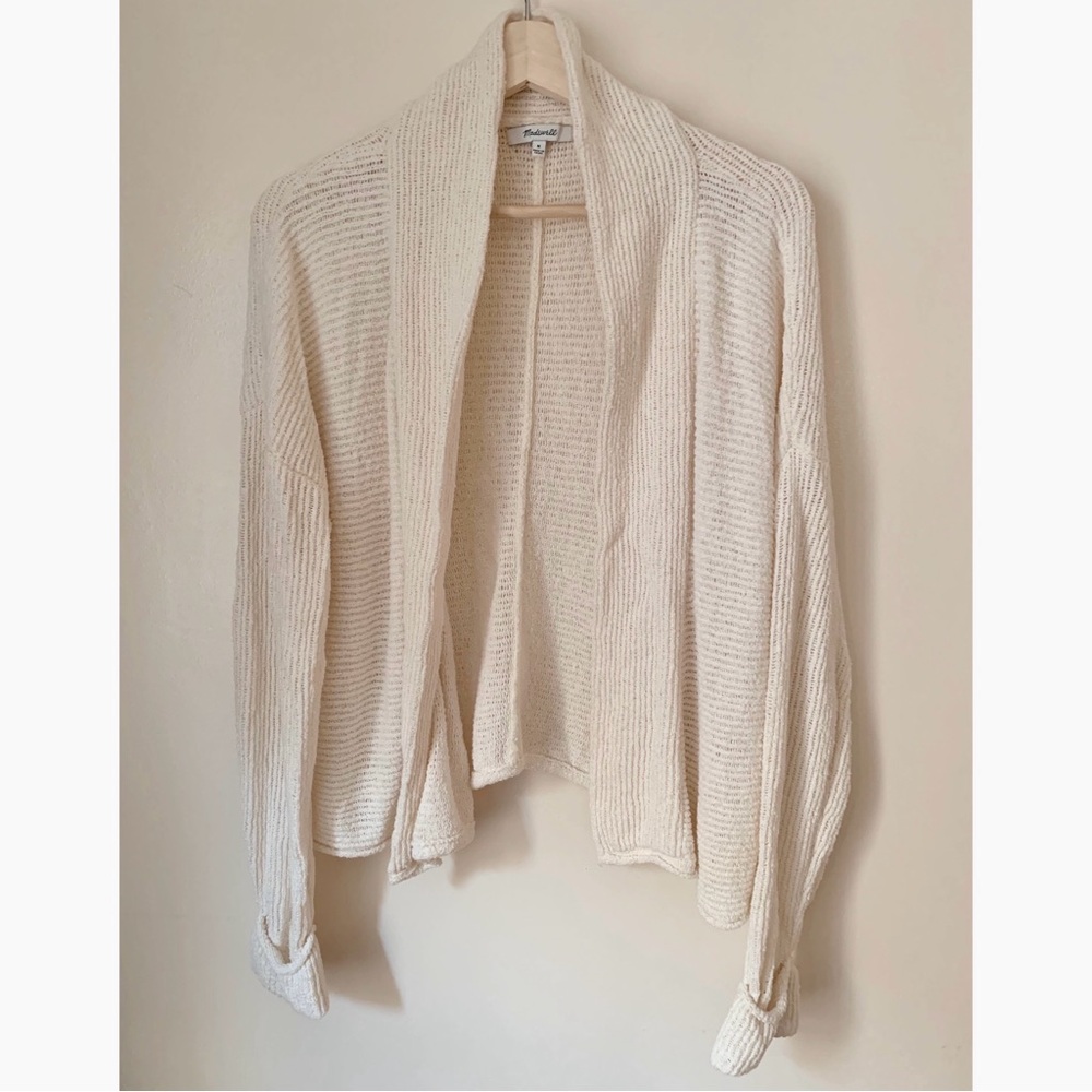 Madewell • M • Cropped Long Sleeve Shawl Collar Open Knit Cardigan Sweater